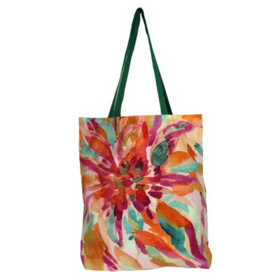 shopper katoen aquarel blauw roze groen