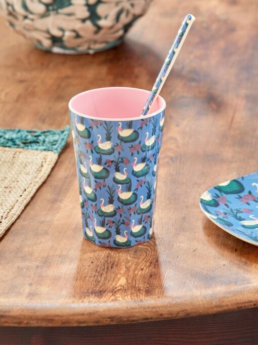 cup melamine large blauw zwanen