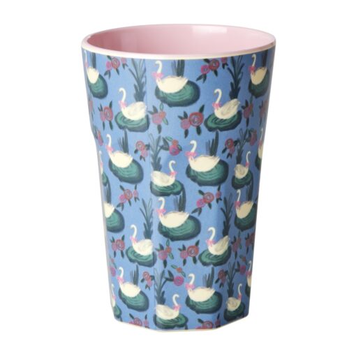 cup melamine large blauw zwanen