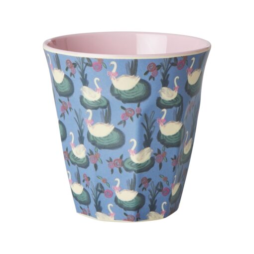 cup melamine medium blauw zwanen