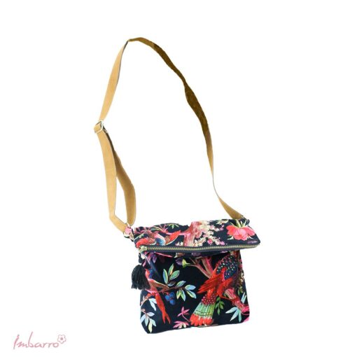 cross body tas paradise zwart velours met rits