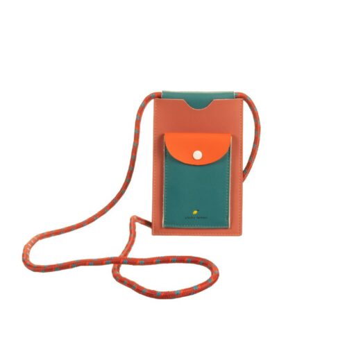 oranje telefoontasje met koord