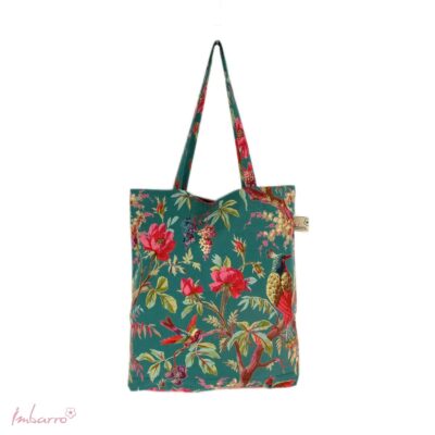 shopper met print blauw