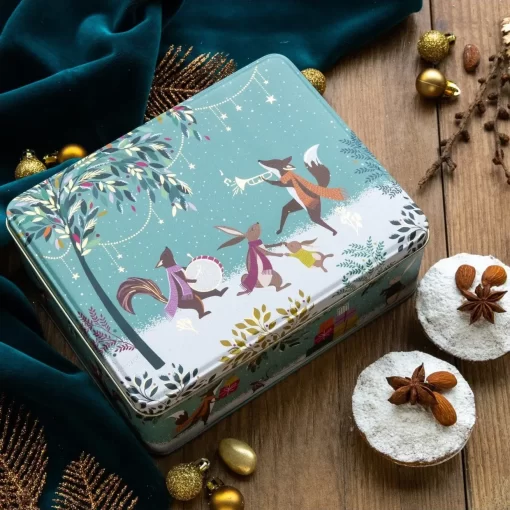 blauwe koektrommel met winter print