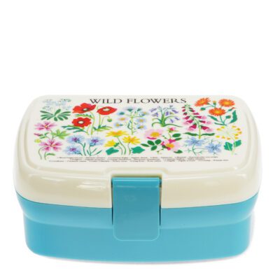 bento box met bloemen en vakjes