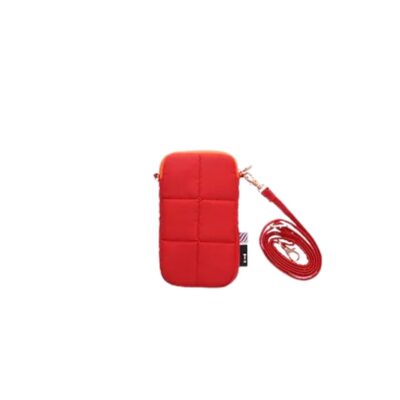 rood telefoontasje met rits en schouderband