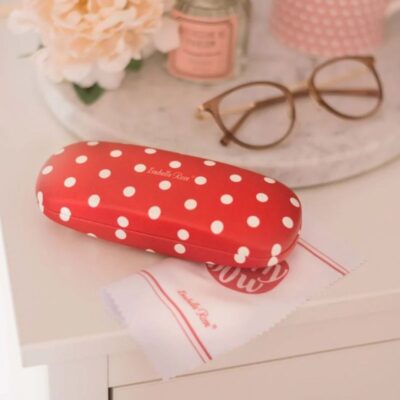 brillenkoker polka dots rood met witte stippen