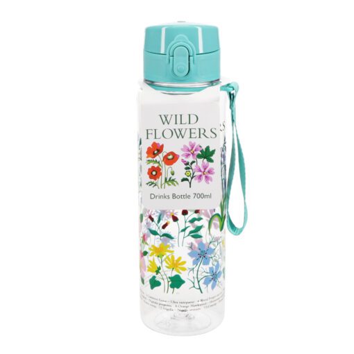 ruime waterfles transparant met bloemen print 700 ml